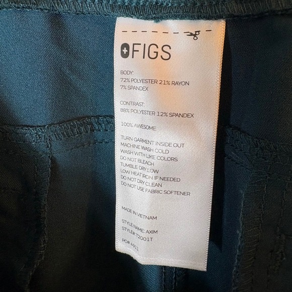 FIGS Men's AXIM Teal Blue Technical Collection Scrub Pants Size Medium/Tall - Picture 5 of 6